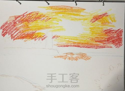 油画棒风景 第2步