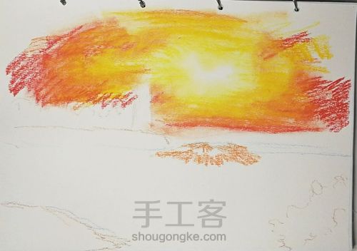 油画棒风景 第3步