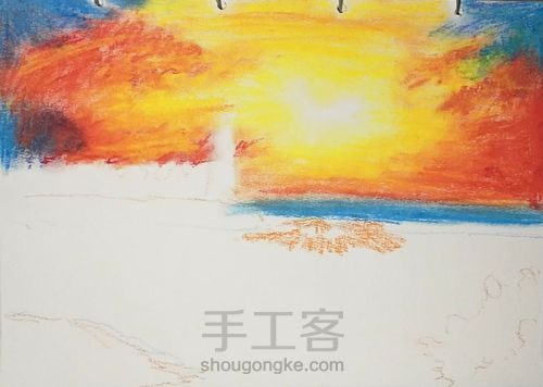 油画棒风景 第4步
