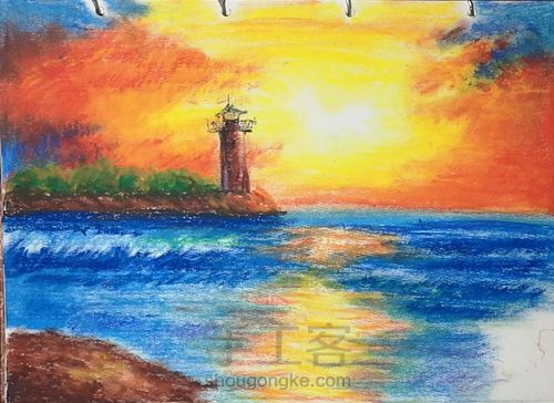 油画棒风景 第6步