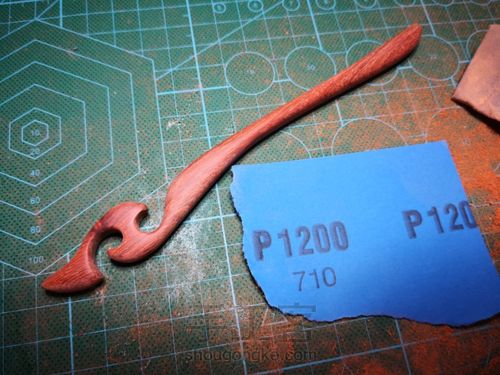 【暮野晨歌】红檀簪子的打磨,第一支发簪,凤语发簪 第6步