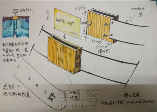 木与皮的碰撞，手工木质卡片扣头皮带制作过程，原创设计转载请注 第1步