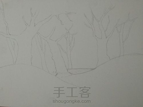 油画《樱花林》 第2步