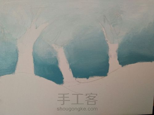 油画《樱花林》 第7步