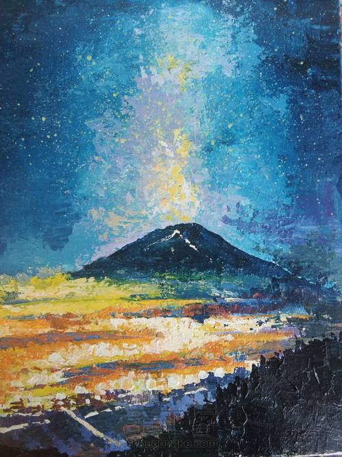 油画《星空》 第13步