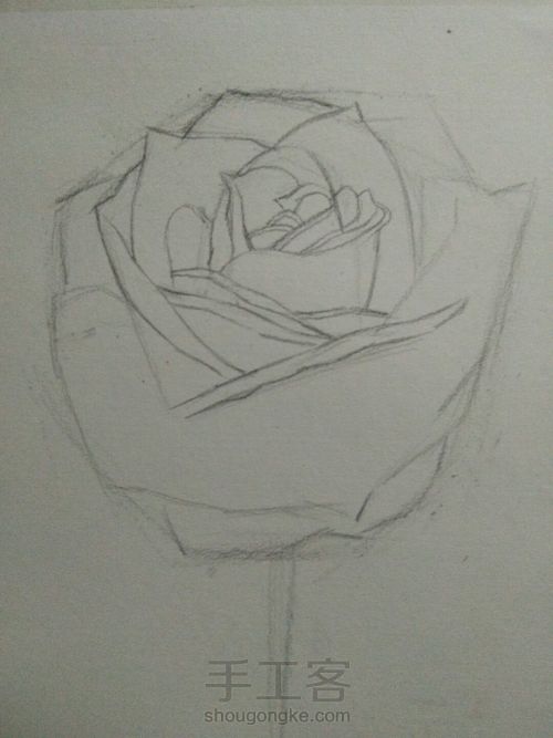 素描玫瑰 第4步