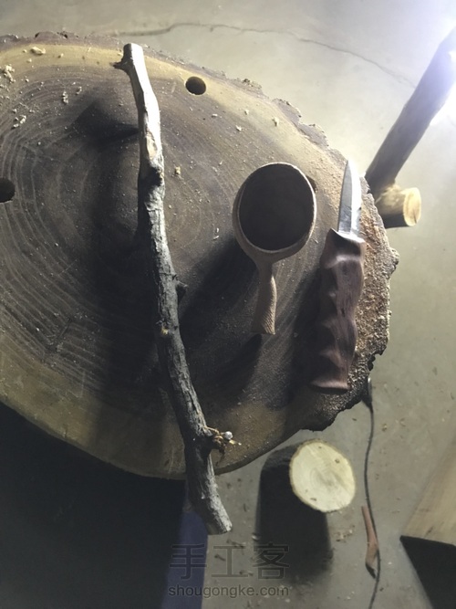 拼接柄香椿木勺 第3步