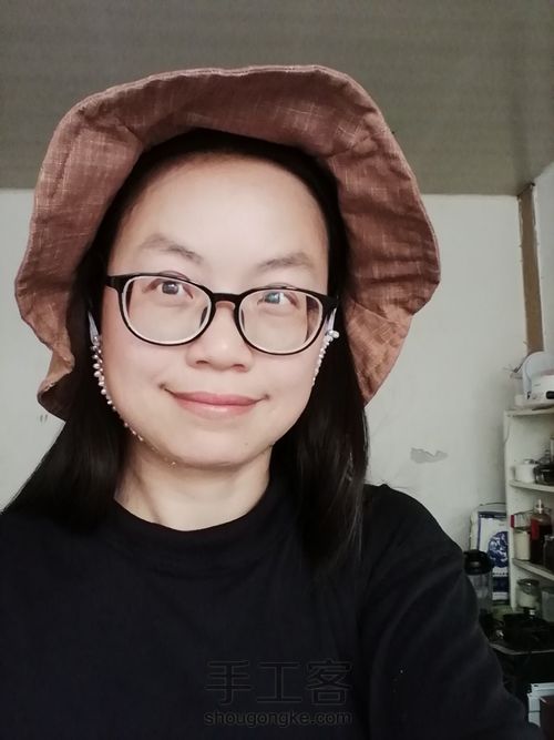 双层亚麻布料的六角形渔夫帽 第5步