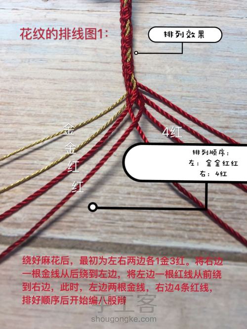超详细的方形八股辫手绳教程（零基础入门） 第29步