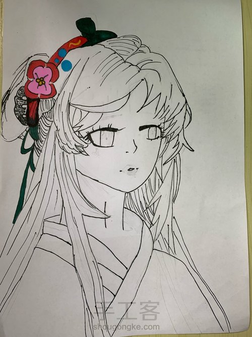 【临摹】古风少女 第4步