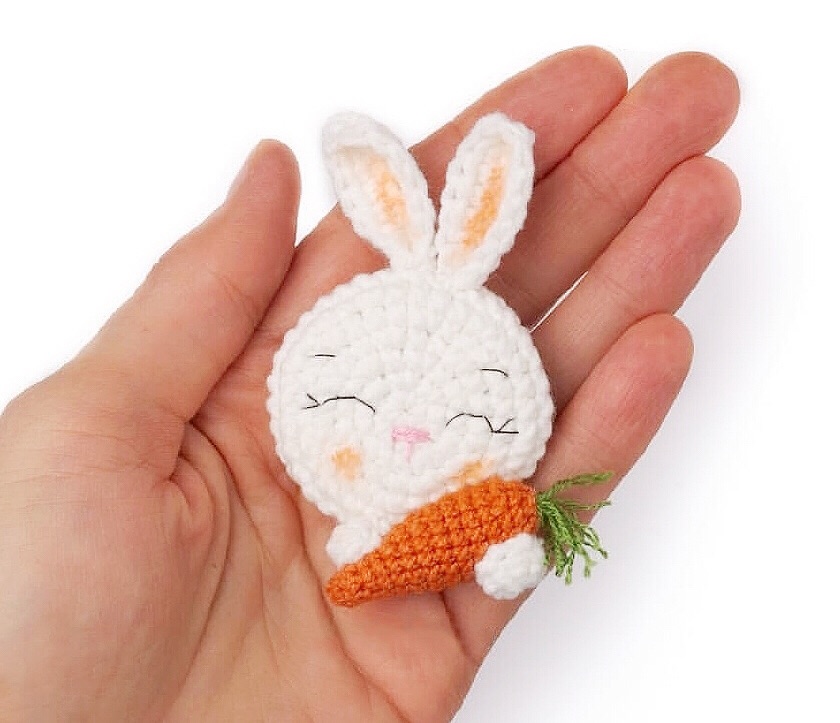 抱胡萝卜的🐰可爱小兔子，又好看又简单，随时都可以钩一个。做胸针，做装饰品都超搭配。✌🏻要不要试试！ 
📣图解在最后一张！📣