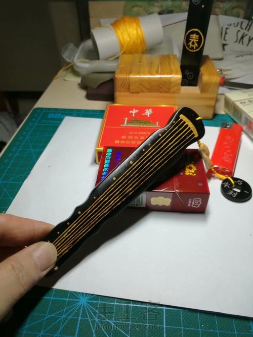 仿古伏羲琴手把件 第35步