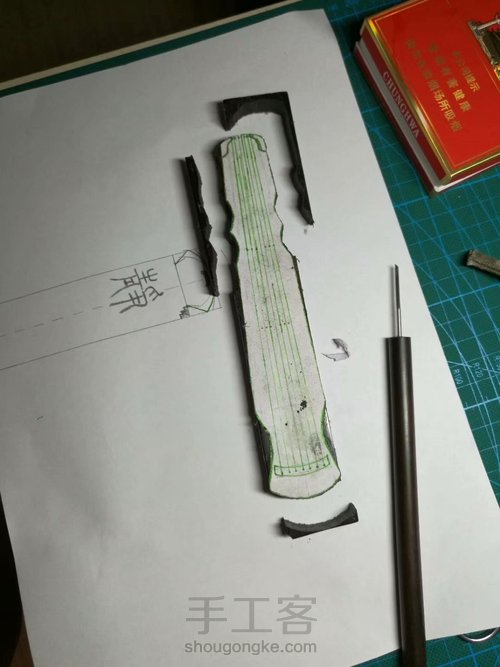 仿古伏羲琴手把件 第4步