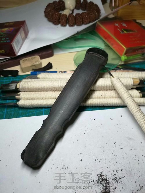 仿古伏羲琴手把件 第15步