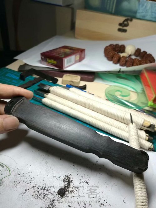 仿古伏羲琴手把件 第17步