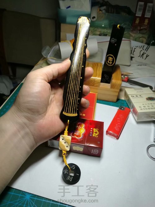 仿古伏羲琴手把件 第34步