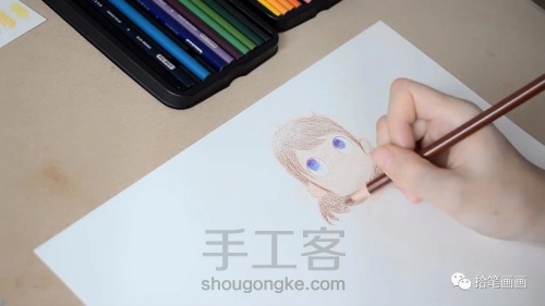 【彩铅】超详细教程手绘插画女孩头像 第5步