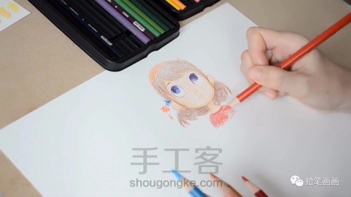 【彩铅】超详细教程手绘插画女孩头像 第9步