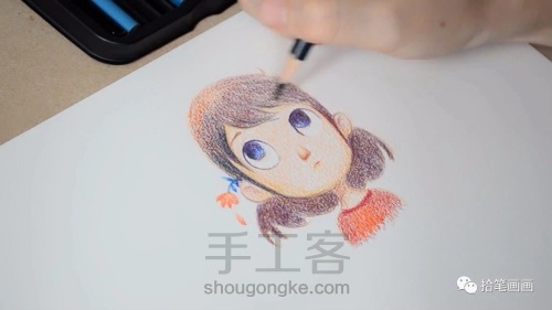 【彩铅】超详细教程手绘插画女孩头像 第11步