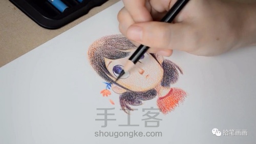 【彩铅】超详细教程手绘插画女孩头像 第12步