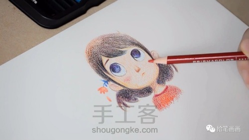 【彩铅】超详细教程手绘插画女孩头像 第14步