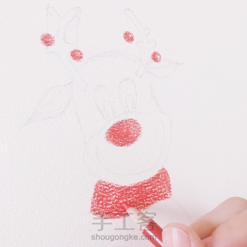 【彩铅】圣诞麋鹿绘画过程 第3步