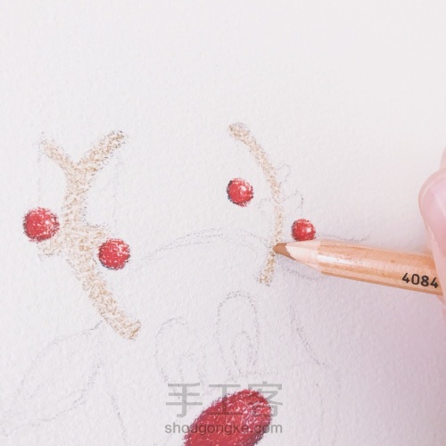 【彩铅】圣诞麋鹿绘画过程 第5步