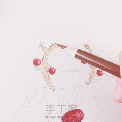 【彩铅】圣诞麋鹿绘画过程 第6步