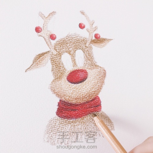 【彩铅】圣诞麋鹿绘画过程 第9步