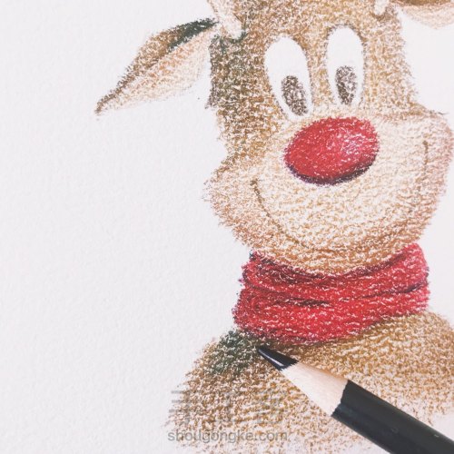 【彩铅】圣诞麋鹿绘画过程 第11步