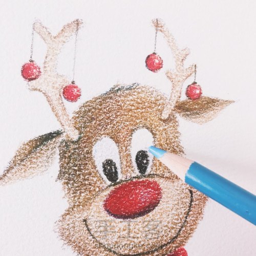 【彩铅】圣诞麋鹿绘画过程 第15步