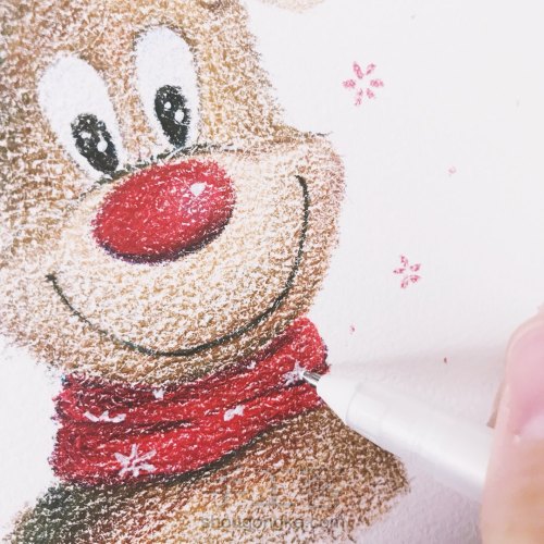 【彩铅】圣诞麋鹿绘画过程 第16步