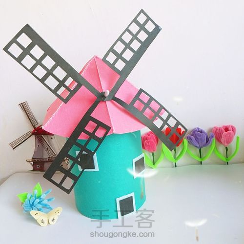 奶粉罐改造梦幻风车房 第19步