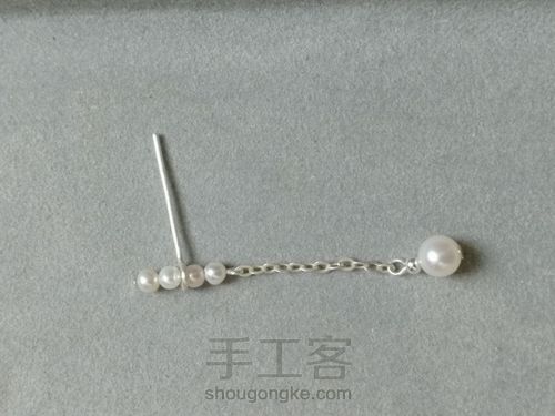 简单又漂亮的竖平衡木纯绕线珍珠耳环耳钉耳饰教程 第19步