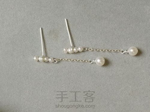 简单又漂亮的竖平衡木纯绕线珍珠耳环耳钉耳饰教程 第20步
