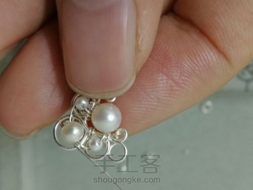 手工绕线珍珠吊篮纯银耳环教程 第37步