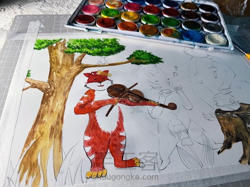 插画版 幼教考编主题绘画🎨《森林里趣事多》 第7步