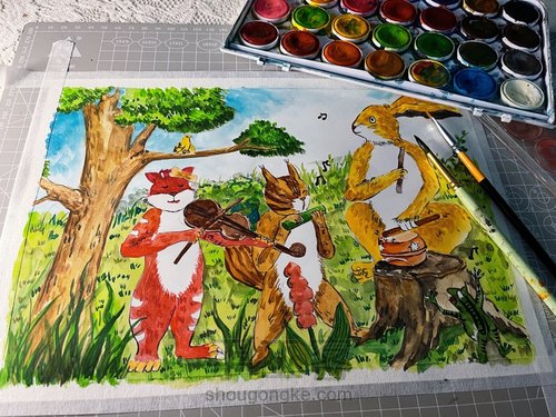 插画版 幼教考编主题绘画🎨《森林里趣事多》 第12步