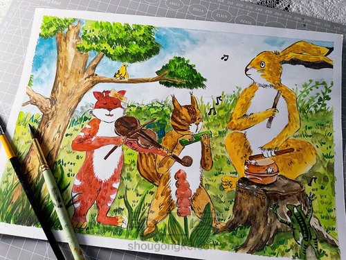 插画版 幼教考编主题绘画🎨《森林里趣事多》 第13步