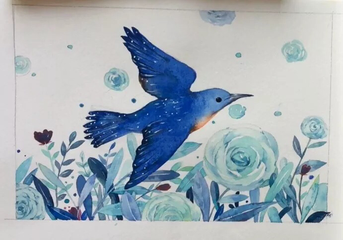 蓝色妖姬指引着鸟儿，飞到那梦幻的殿堂……