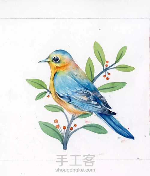 水彩教程:花鸟集系列4《啼春》 第2步