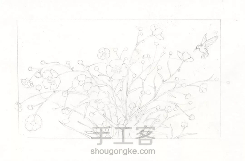 水彩教程：花鸟集系列5《翩迁》 第1步