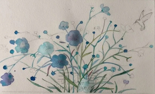 水彩教程：花鸟集系列5《翩迁》 第6步