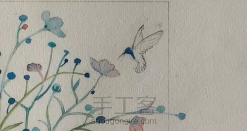 水彩教程：花鸟集系列5《翩迁》 第8步