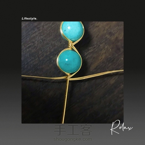 天河石珠串改手镯绕线手镯 第3步