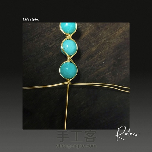 天河石珠串改手镯绕线手镯 第5步