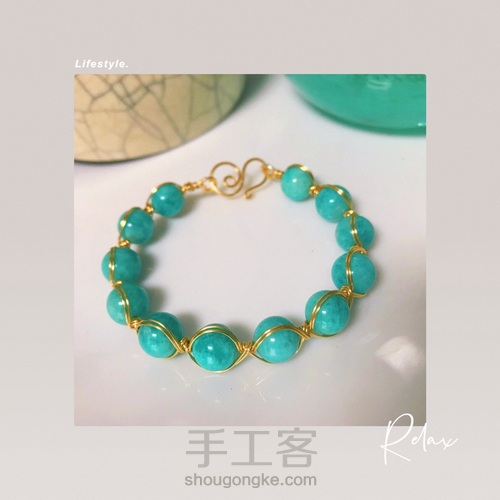 天河石珠串改手镯绕线手镯 第9步