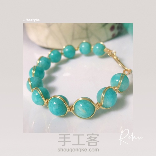 天河石珠串改手镯绕线手镯 第12步