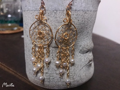 非常精致的绕线捕梦网耳环 第9步