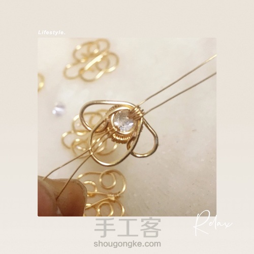 宫廷风格组合绕线包钻水晶耳环,六段钳的应用 第28步